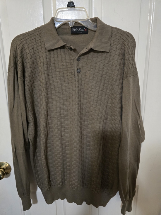 Giglio Rosso Other - Giglio Rosso Textured Knit Polo in Olive Brown